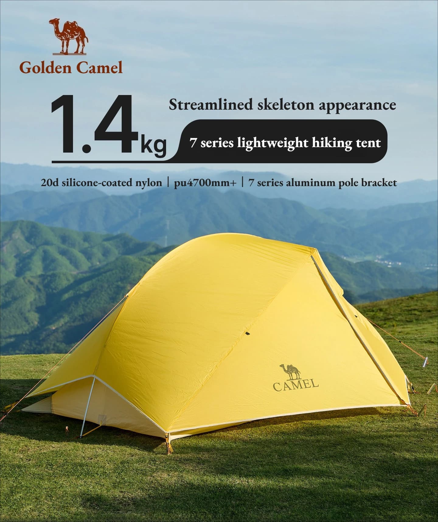 Tenda Golden Camel per 1-2 Persone, 20D Ultraleggera, Impermeabile, per Escursionismo, Sopravvivenza, Campeggio, Rifugio Portatile per Backpacking