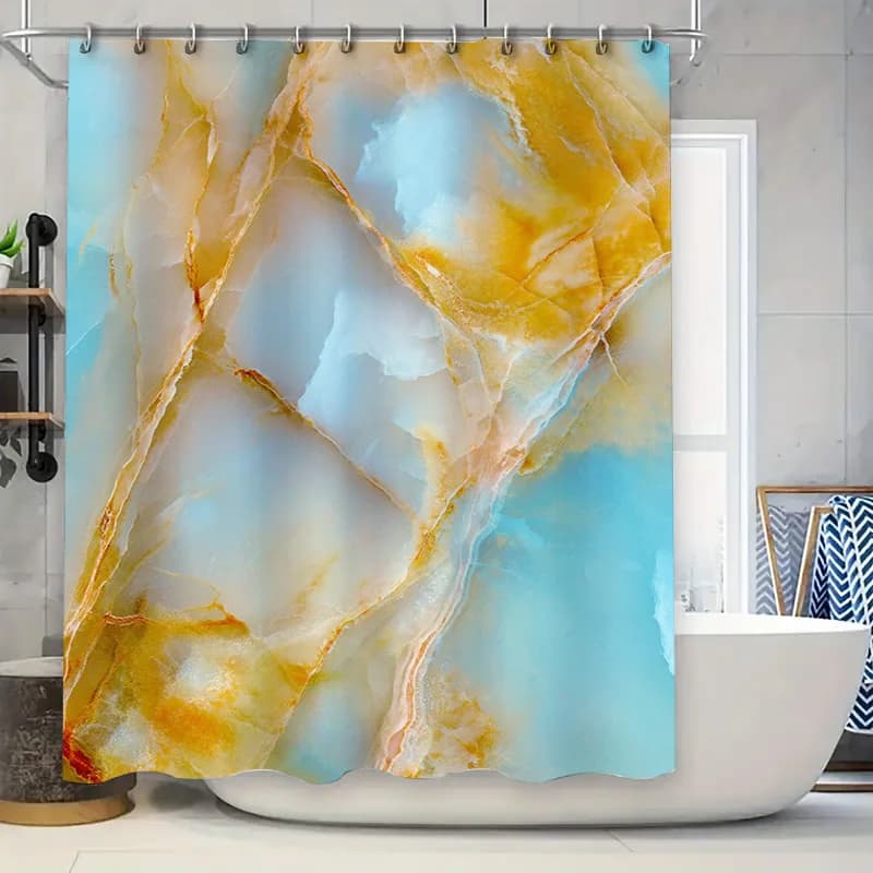 Tenda da doccia vibrante per la vita dell'oceano Blu Verde Viola Stella marina Conchiglie Pesce Decorazione marina per il bagno Appendere la decorazione della casa