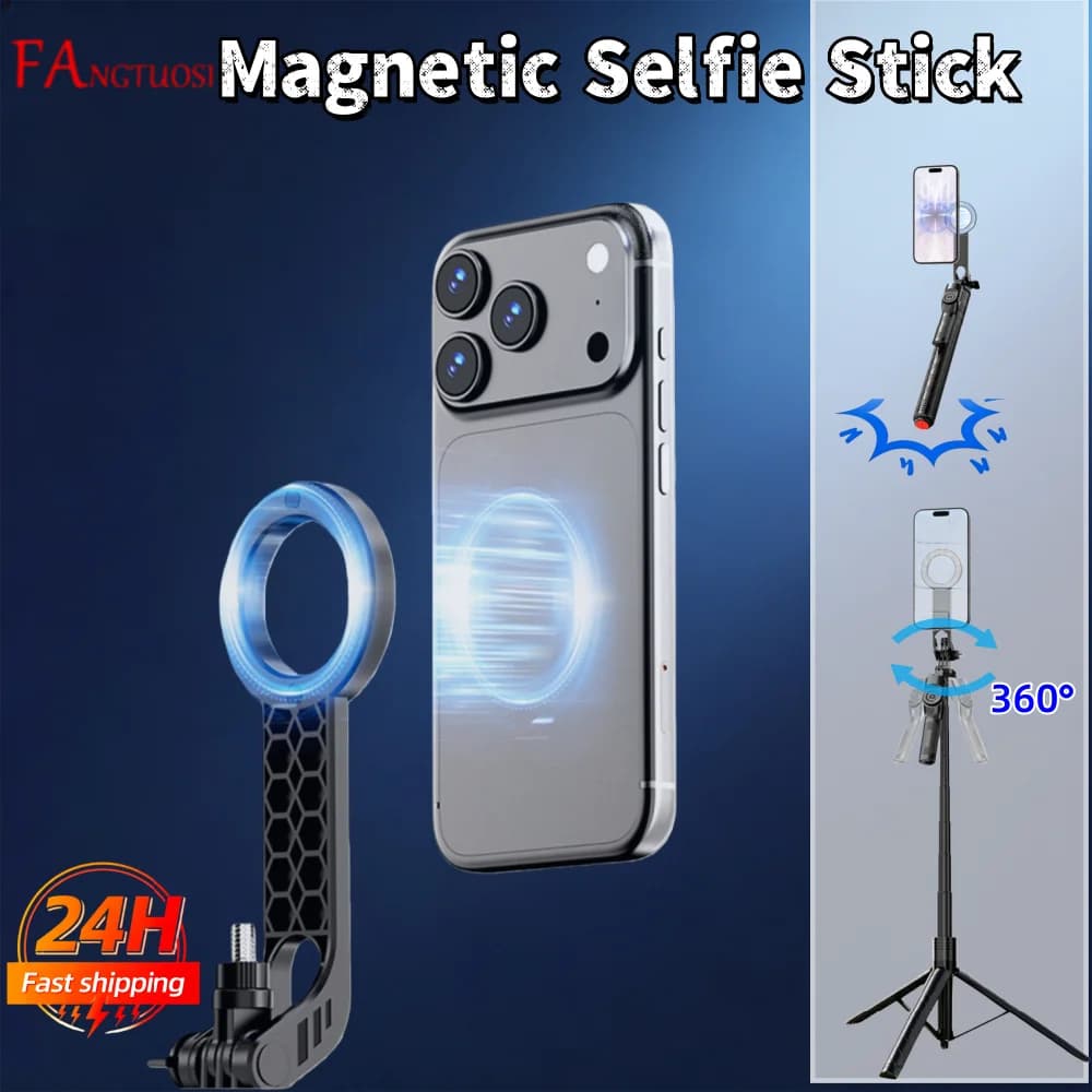 Portable Magnetic Aluminum Alloy Selfie Stick Tripod Auto‑Open 1830mm Telescopic Bracket for Phone Action Camera Vlog Live