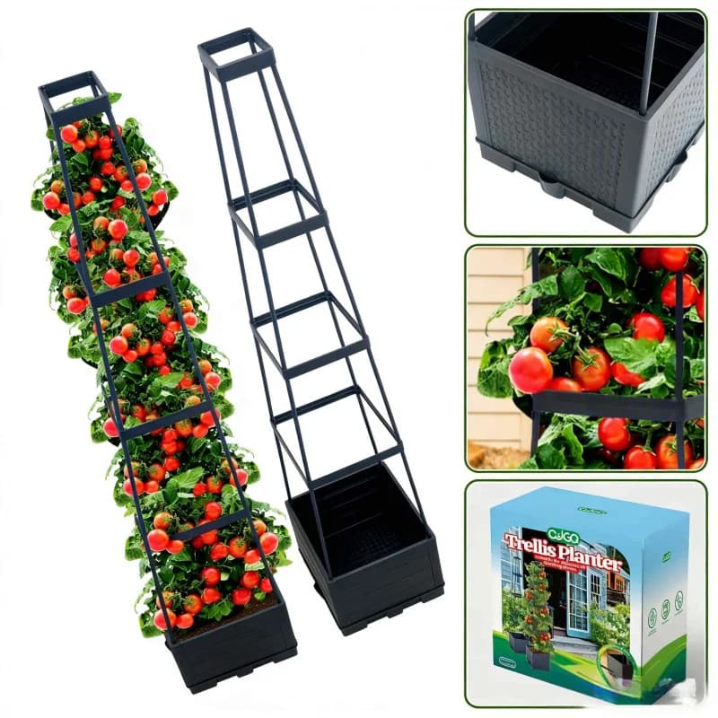 Trapezoidal support for 44.8 Tomatoes with Auto-Irrigation System, Special Vase for Copper Plants, Suitable for Courtyards and Balconies
