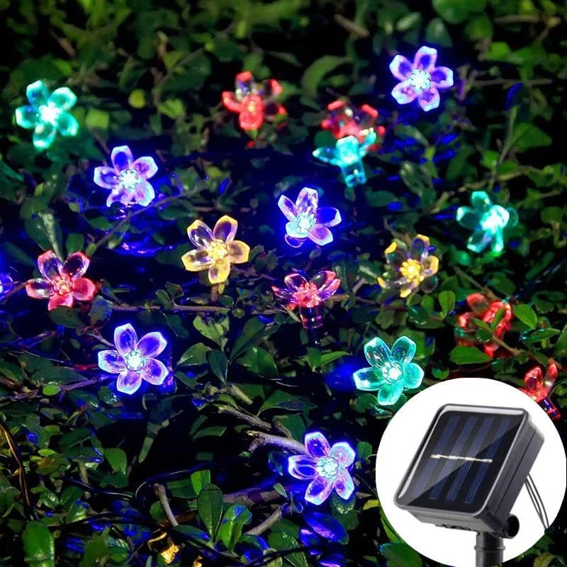 Luci Solari a Filo a LED a Forma di Fiori di Ciliegio/Sakura 5/7/12M per Matrimoni, Feste, Giardini, Natale e Decorazioni Esterne