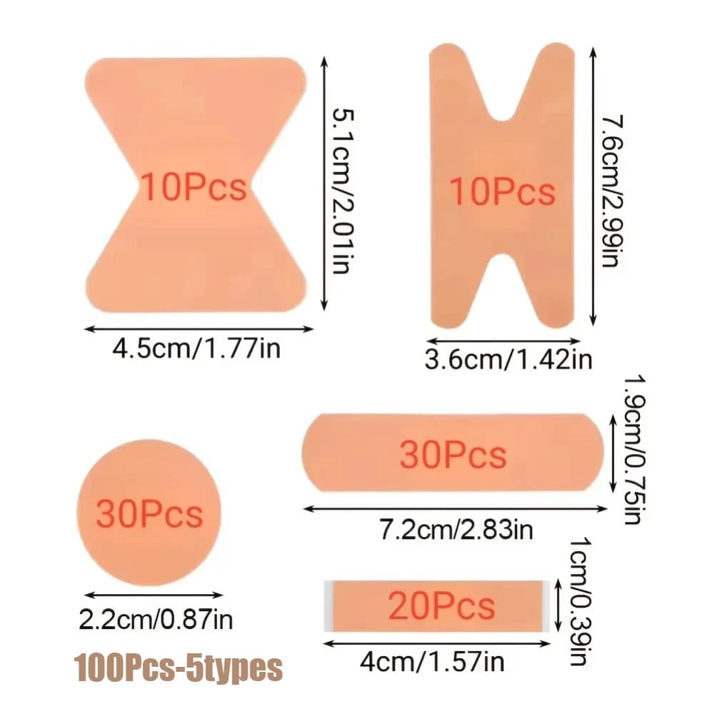 100Pcs Breathable Plaster Fingertip Joint Bandage Assorted 5 Sizes First Aid Emergency Kit Home Medical Supplies Wound Dressing