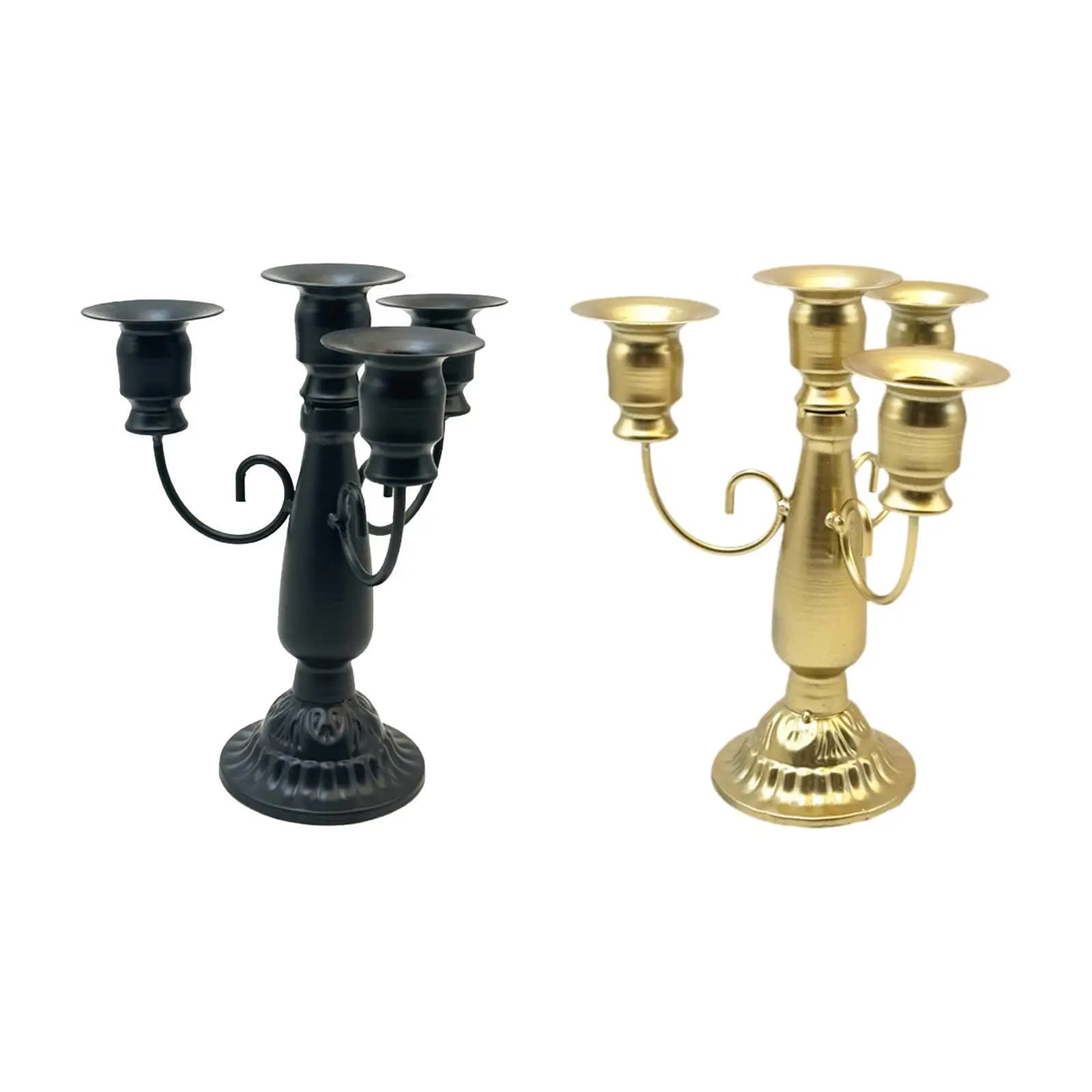 4 Candle Metal Candelabra Candlestick Holder for Bathroom Bedroom Festivals