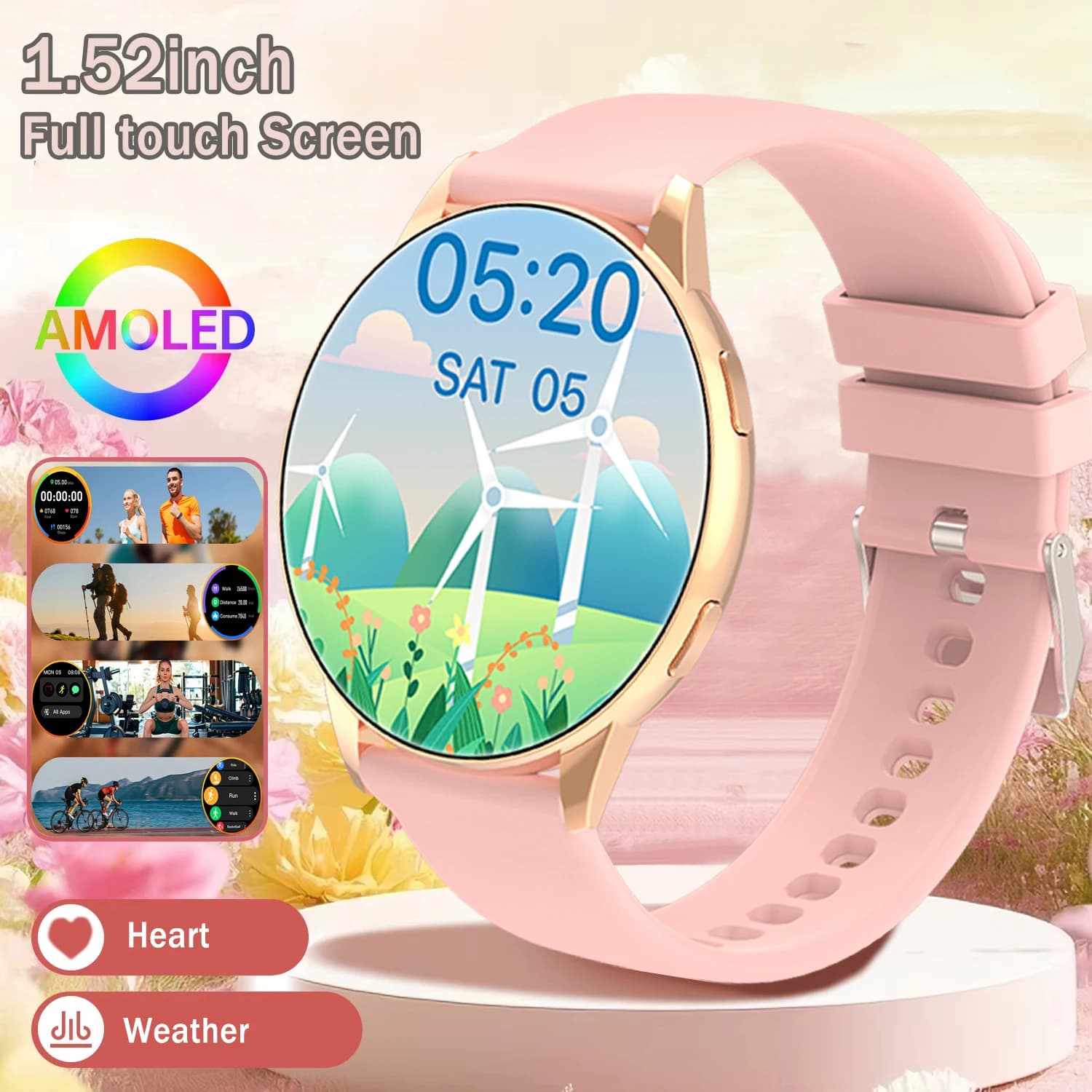 2026 Hot New Women Smartwatch Vocal Assistant 1.52 "AMOLED Outdoor Waterproof Sport Men's Fashion Watch Woman Gift For Android Ios
