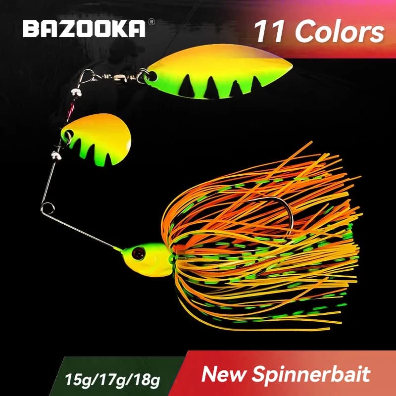 Bazooka 15g 18g Spinnerbait Richiamo di Pesca Filo Esca Spinner di Metallo Buzzbait Swimbait Gancio peche JIG Kit Gonna Per Spigola Luccio Inverno