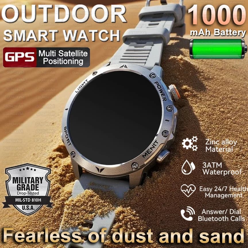 2025 Nuovo Militare 1000mah Astuto Della Vigilanza Degli Uomini 100 + Sport Fitness Torcia A LED 3ATM Impermeabile BT Chiamata Orologio Professionale All'aperto