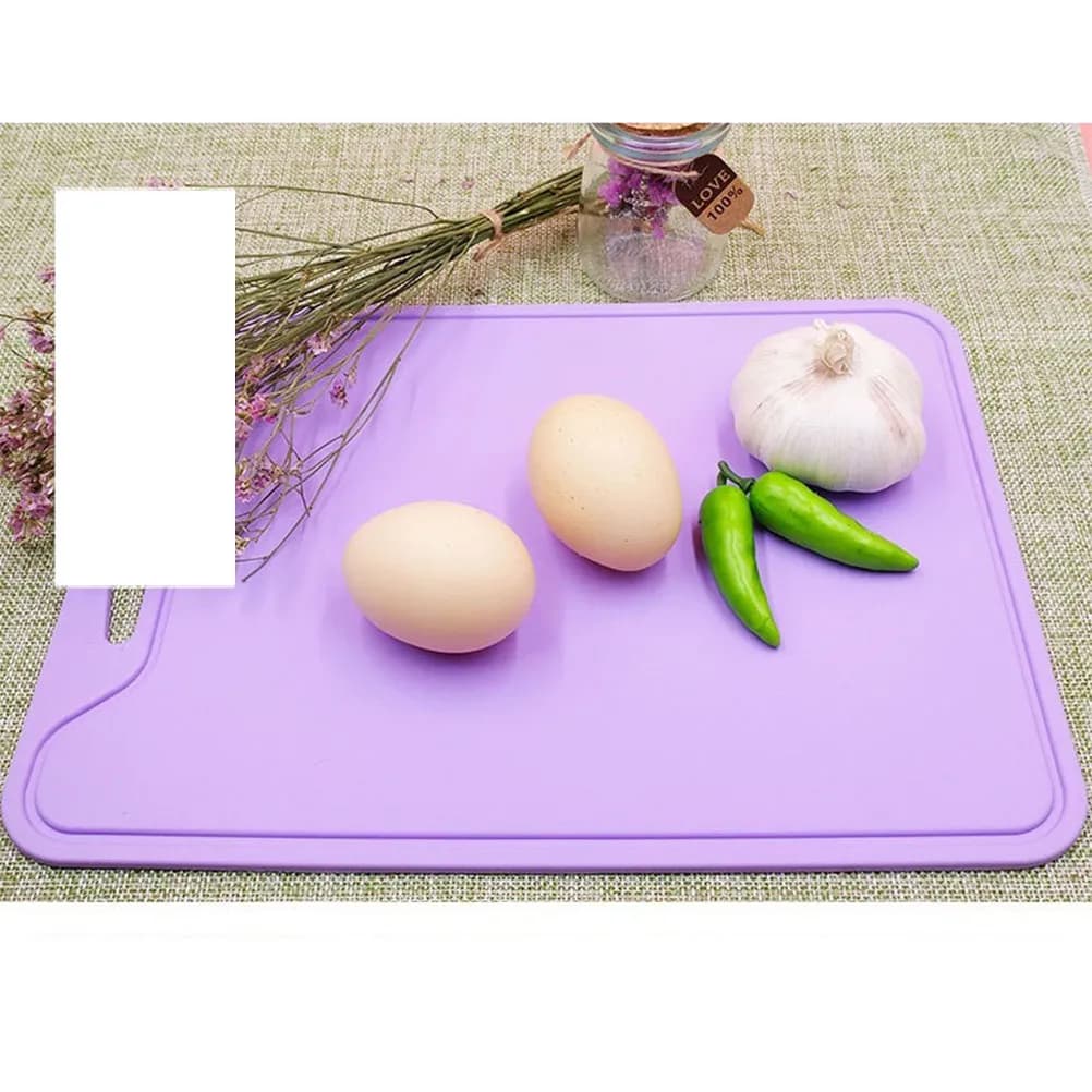 1Pcs Colored Silicone Cutting Board Flexible Foldable Heat Resistant Drip Groove Chopping Mat Kitchen Camping