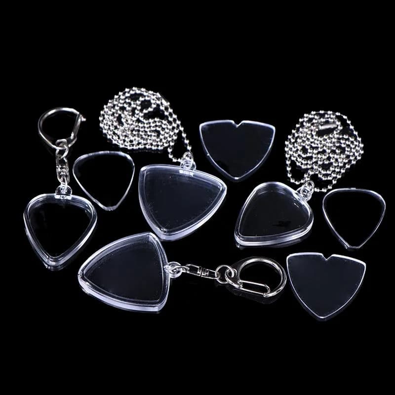 Scatola Portaplettri per Chitarristi, Custodia Trasparente a Forma di Cuore con Portachiavi, Accessori Musicali