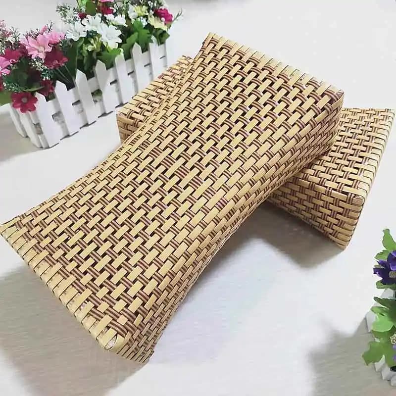 Natural Hollow Bamboo Vine Neck Pillow Summer Sweat Steam Long Rectangle Single Person Pillow Hard Support Office Use