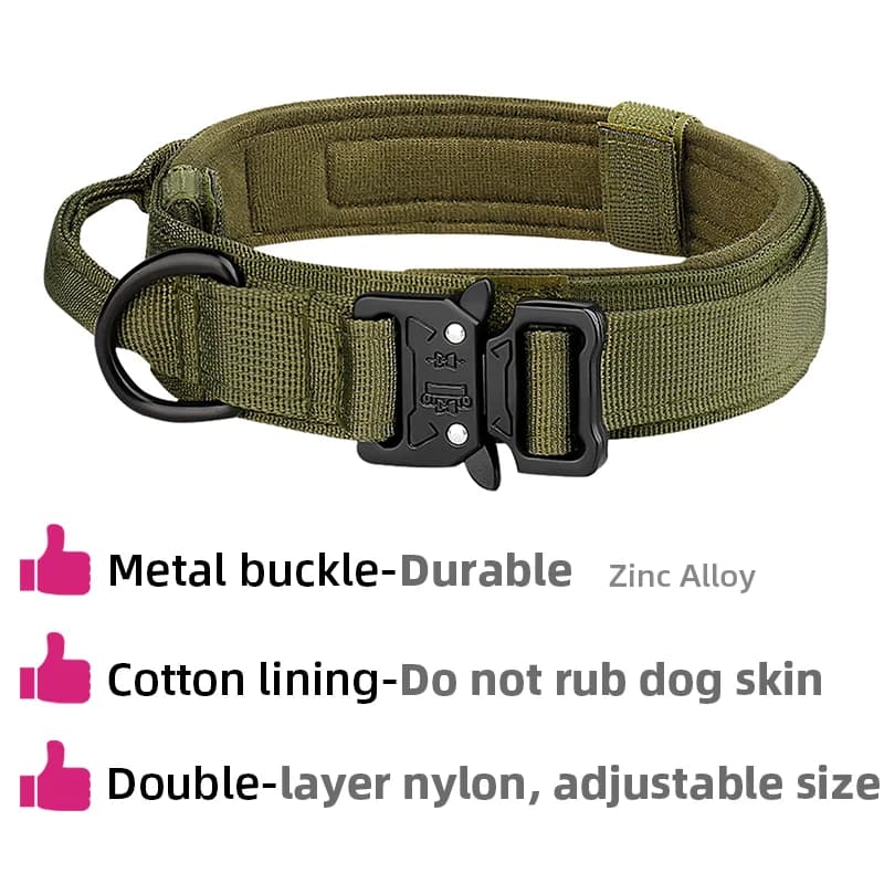 Collari tattici per cani resistenti con manico Collare militare Addestramento tattico per animali domestici all'aperto e passeggiate per cani di taglia media e grande
