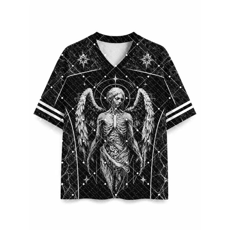 New Dark Style V-neck Quick Drying Sports T-shirt Trendy Fashion Halloween