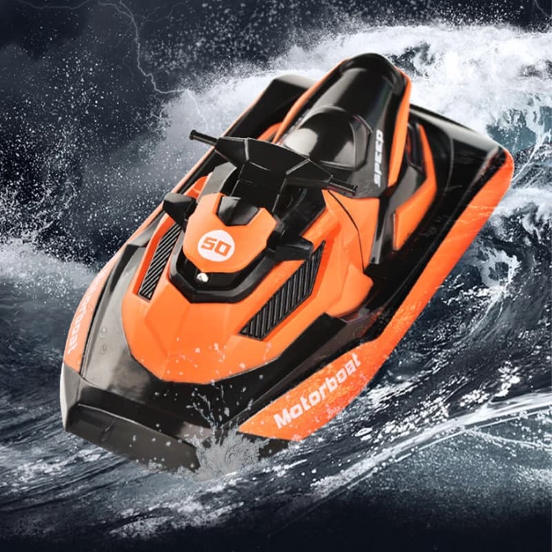 T16b Mini Moto d'Acqua Telecomandata 2.4G, Simulazione Jet Ski a 4 Canali, Lunga Autonomia, Giocattolo per Piscina e Lago, per Adolescenti e Adulti