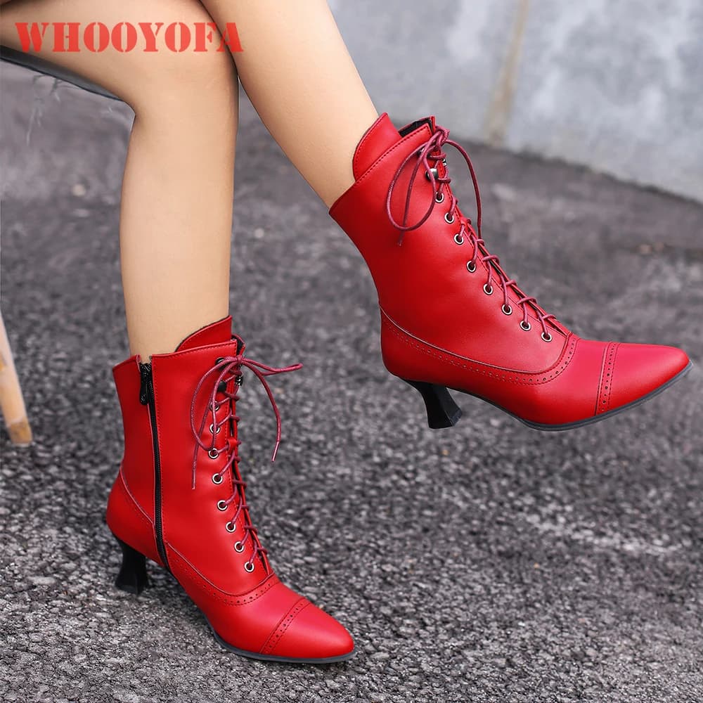 New Spring Boots Comfortable Red and Women's Blue with Spill and High Heel, Elegant Ceremony Shoes, Large Sizes Available 12 43 46 48