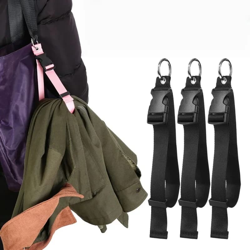 Cinghia da Viaggio con Moschettone per Bagagli, Supporto Elastico Regolabile per Valigie, Cinghia Portatile con Gancio e Anello per Borse e Zaini