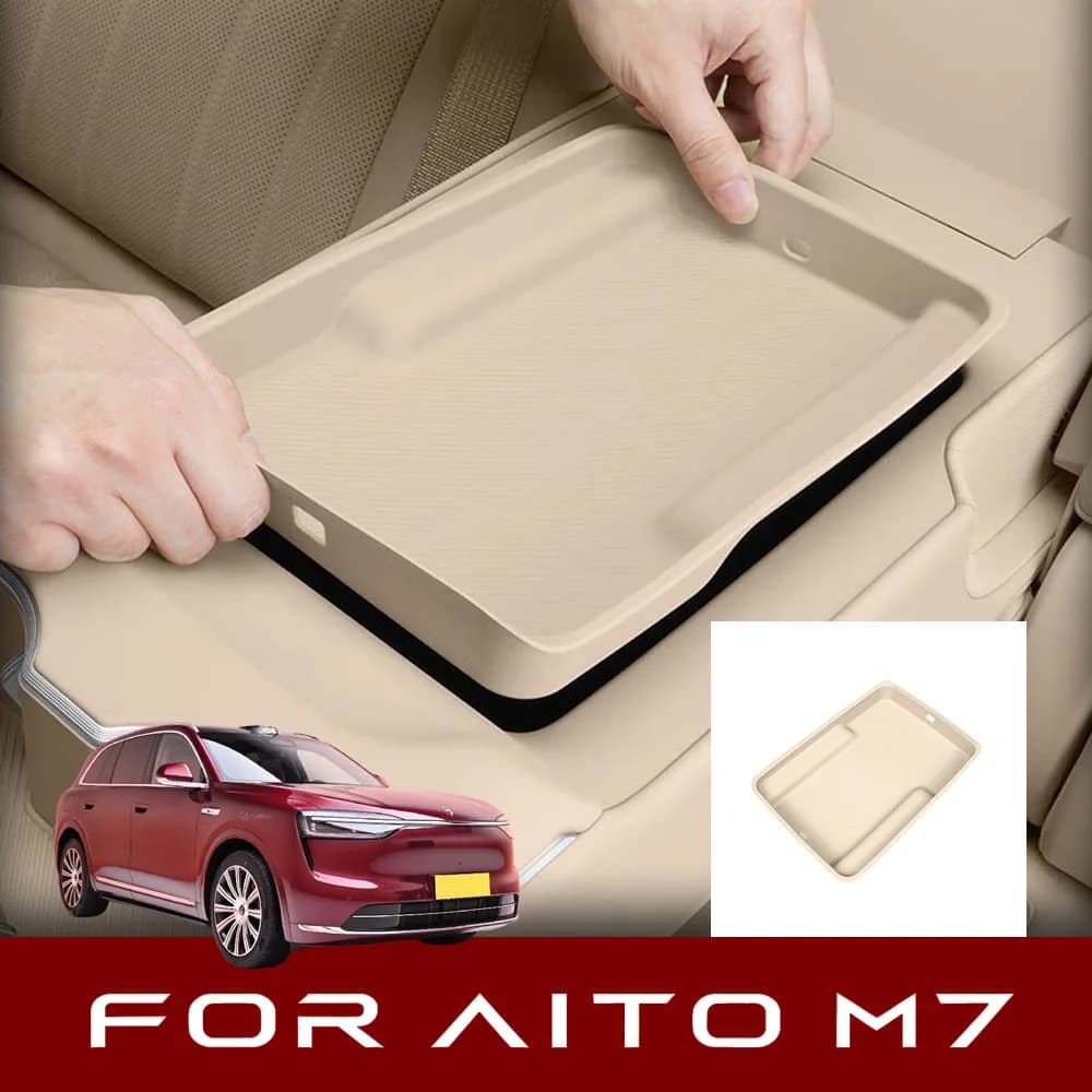 Fit For New AITO M7 2026 Rear Armrest Storage Box Automotive Modification Parts Original Car Color Waterproof Silicone Pad