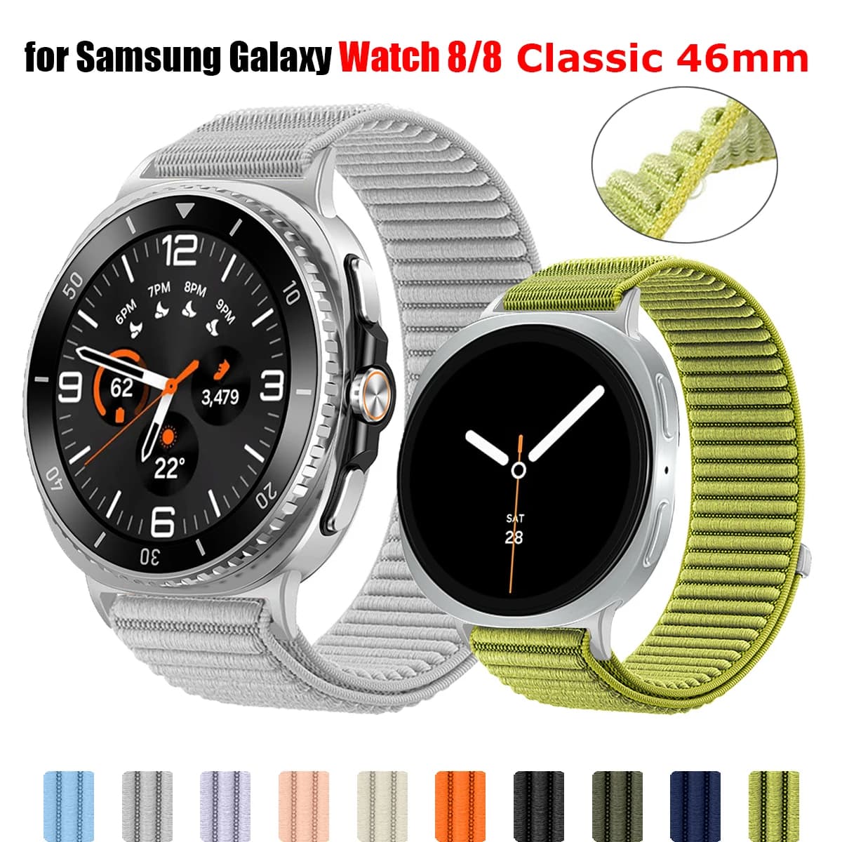 Cinturino in nylon per Samsung Galaxy Watch 8 classic 46mm cinturino in velcro Galaxy Watch 8 40mm 44mm cinturino sportivo traspirante Correa