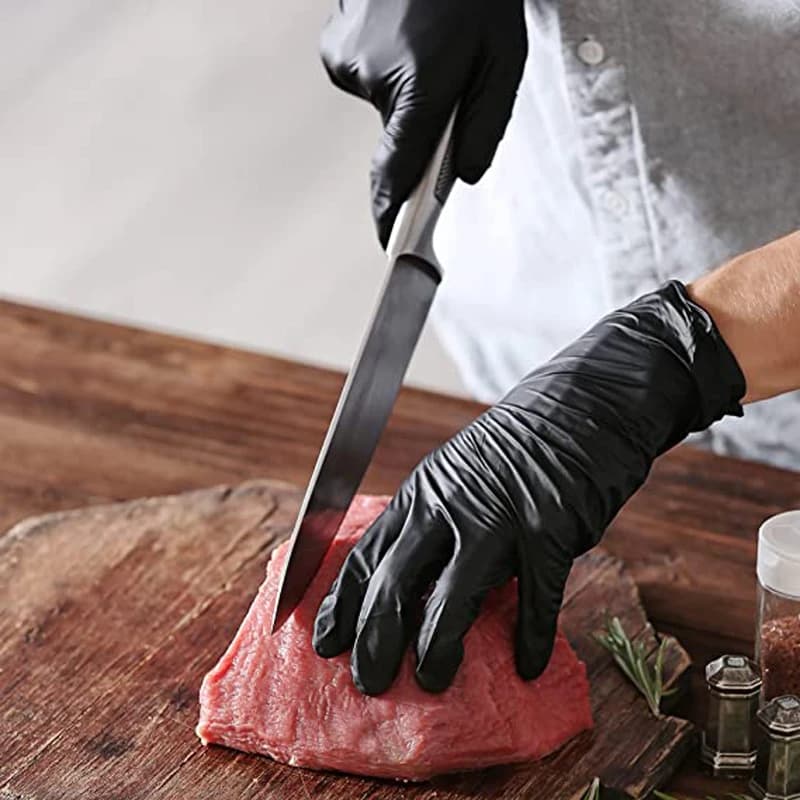 Guanti monouso in nitrile da 10 pezzi Guanti da pulizia per laboratorio da cucina neri impermeabili per uso alimentare Guanti da cucina per riparazione auto