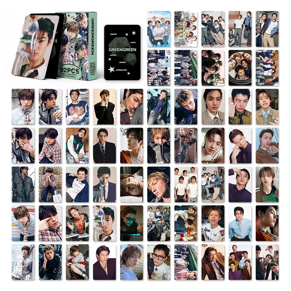 92Pcs/Set Idol CORTIS New Album GREENGREEN Lomo Cards And Stickers Postcards Martin James Juhoon Seonghyeon Keonho Fans Gifts