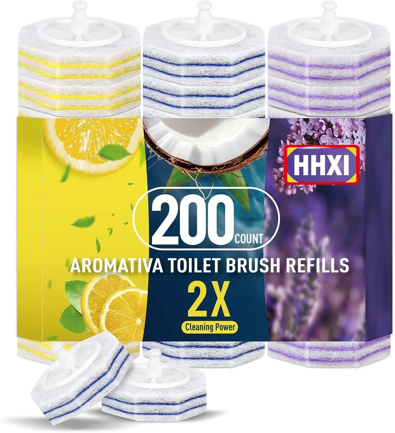 200 Pezzi Ricariche per Spazzola WC Aromatizzate, Ricariche per Pulitore WC, con Cuscinetti di Pulizia a Doppio Strato Aggiunti