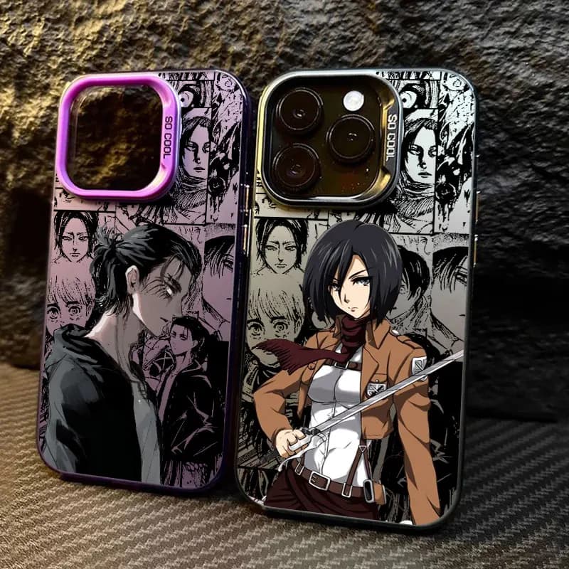 Eren Mikasa Attacks on Titans Phone Case For iPhone 13 14 15 16 17 Pro Max Plus 16e 17E 17 Air 11 18 Pro Shockproof Fundas Cover
