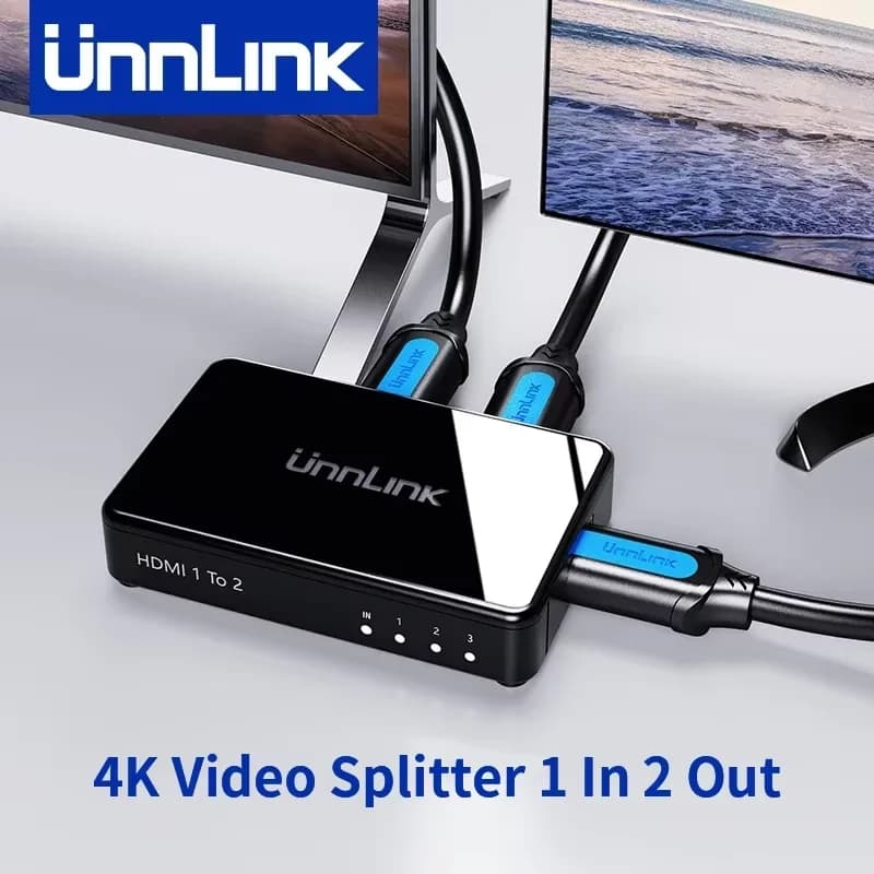 Unnlink HDMI Splitter 1X2 UHD 4K 30Hz FHD1080P 60Hz 1 In 2 Out per Smart LED TV MI Box Proiettore Monitor PS4