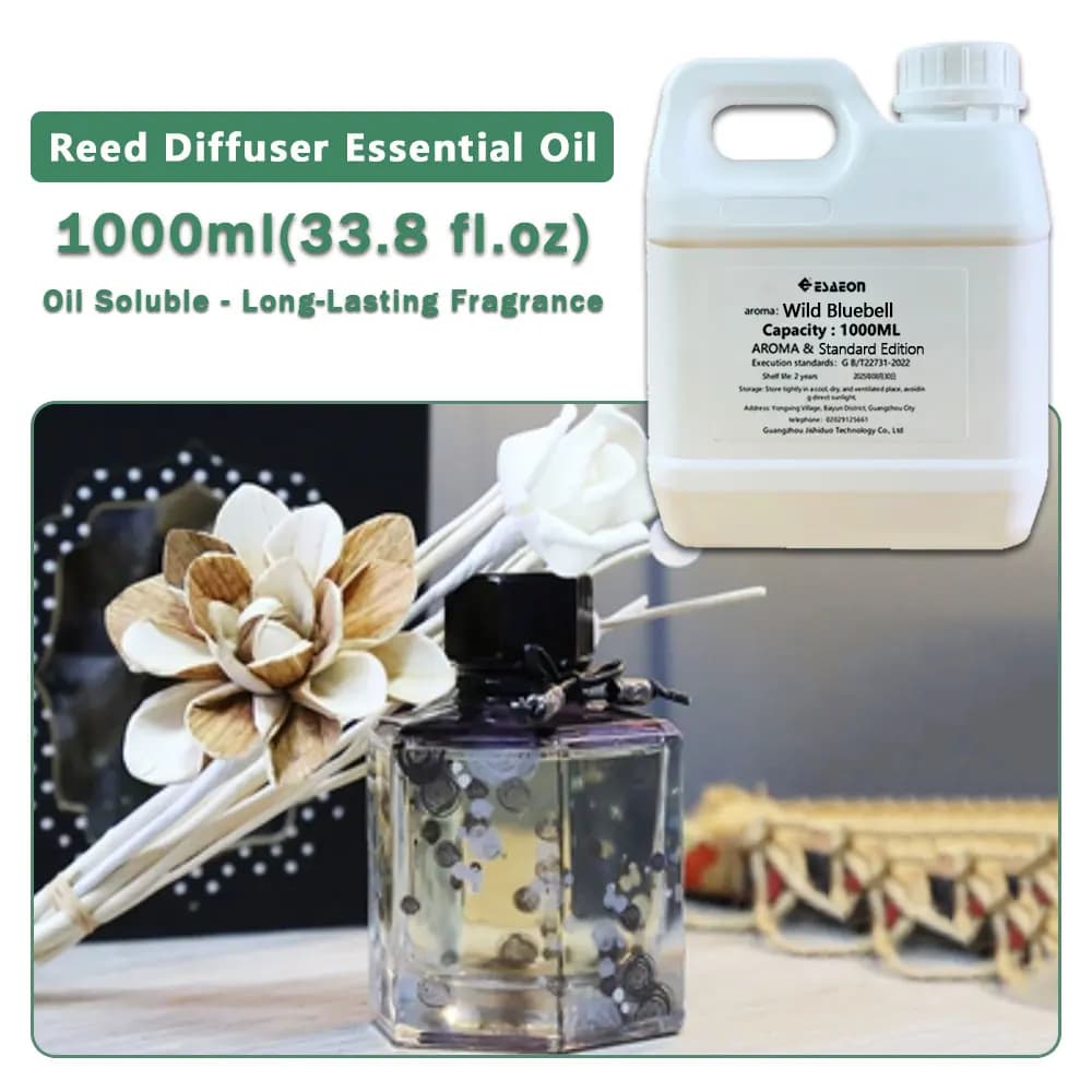 ESAEON Oily Aromatic Essential Oils - For Reed Diffusers & Flameless Aroma & Vine Diffuser, Wild Bluebell - 1000ML (33.8 fl.oz)