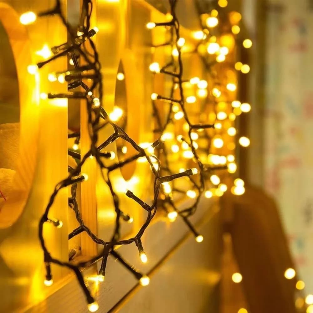 Luci a tenda a LED da 10M con 100 LED, impermeabili, con spina EU, luci fatate a ghirlanda per casa e camera da letto