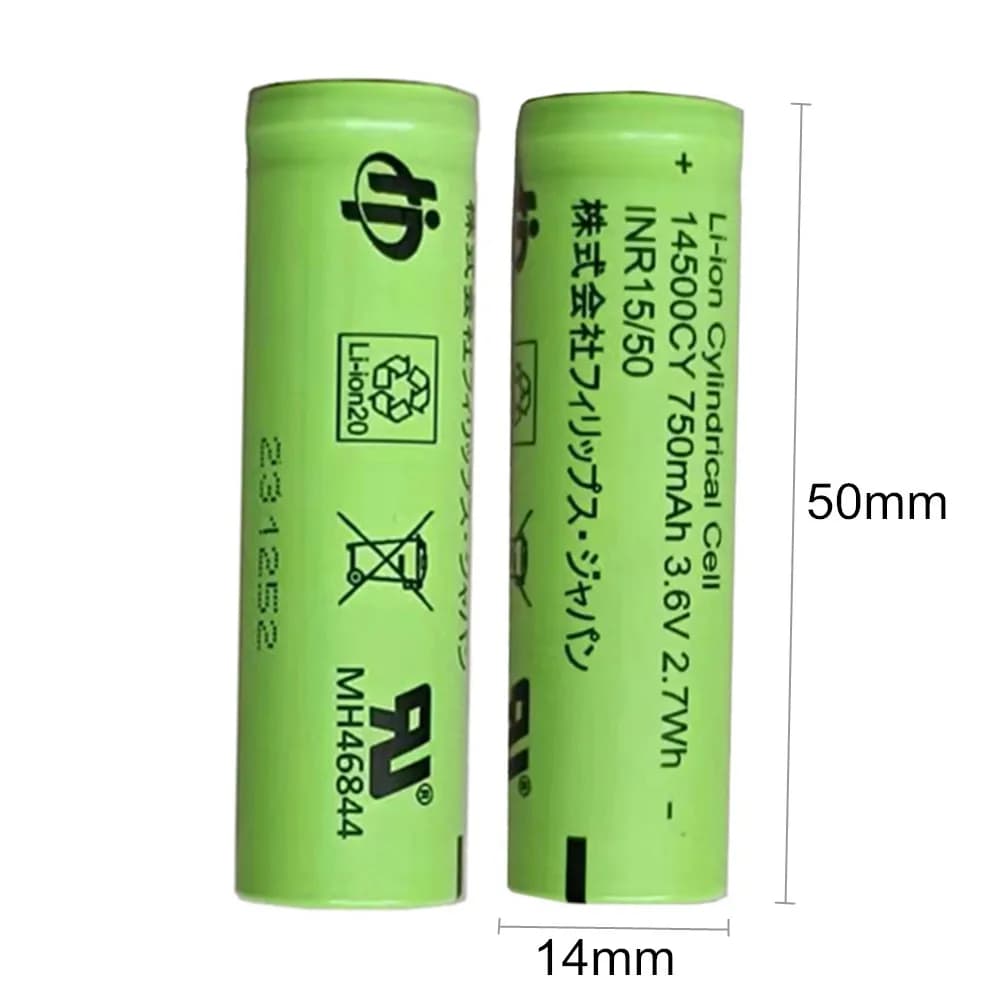 2 pcs 14500CY for Sanyo UR14500AC 750 mAh Battery for Braun Oral B Philips Electric Brush Razor UR14500V