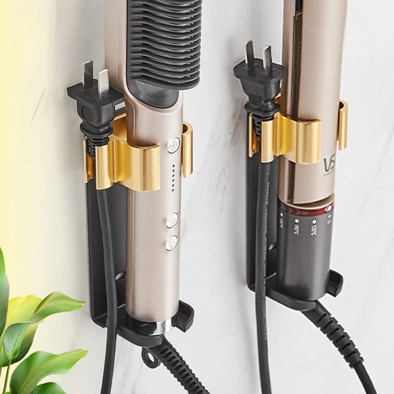 Supporto per ferro arricciacapelli da bagno, morsetto elettrico da bagno in alluminio spaziale, portaoggetti, appendiabiti per pettine