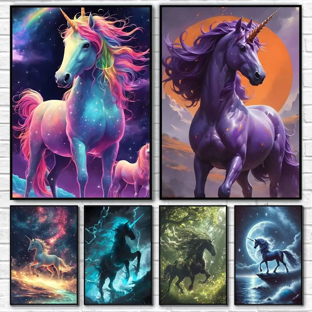 Acrylic Paint By Numbers Anime Unicorn Oil Painting Package Art Picture For Bedroom Wall Adults Hand Painted Unique Gift