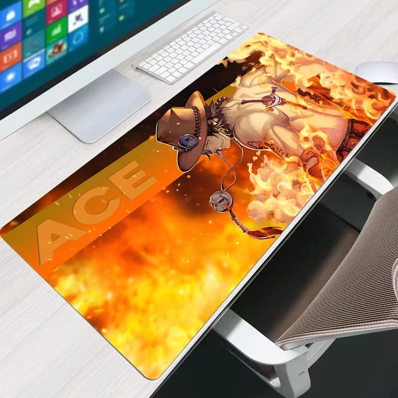 Tappetino per mouse Gaming One Piece Ace Accessori PC Tappetino per tastiera per computer Tappetino per scrivania per giocatori Alfombrilla Tappetino per mouse HD progettato specifico