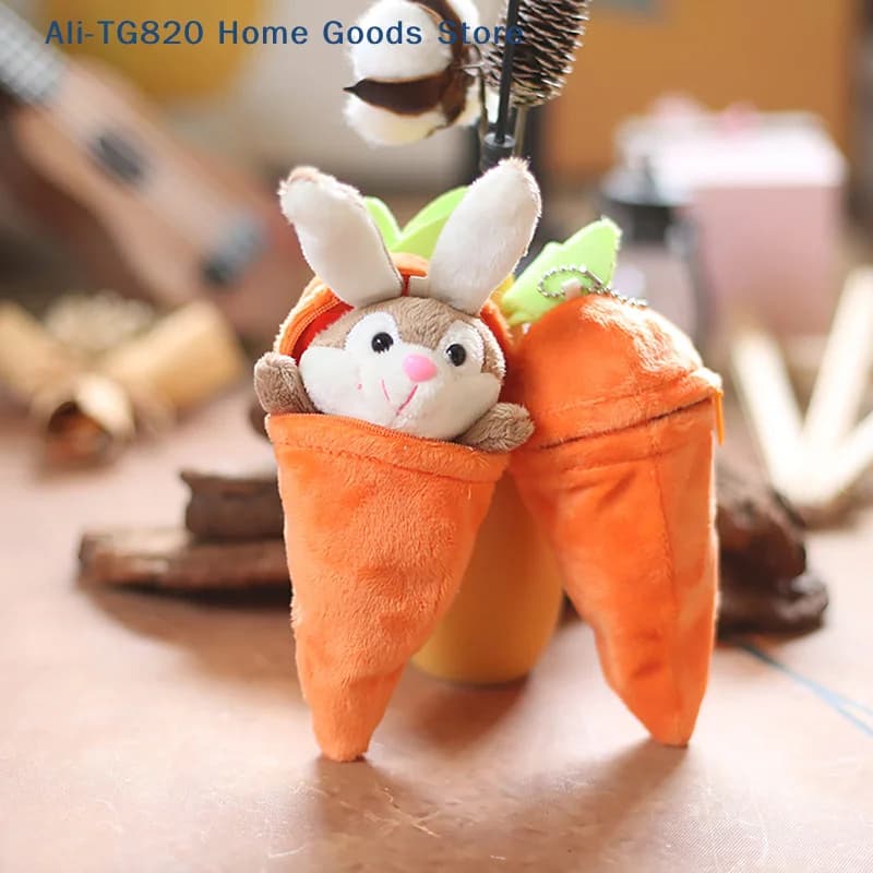 [TG820]1Pc Reversible Bunny Carrot Plush Soft Plush Toy Kawaii Girl Keychain Holiday Gift Backpack Pendant