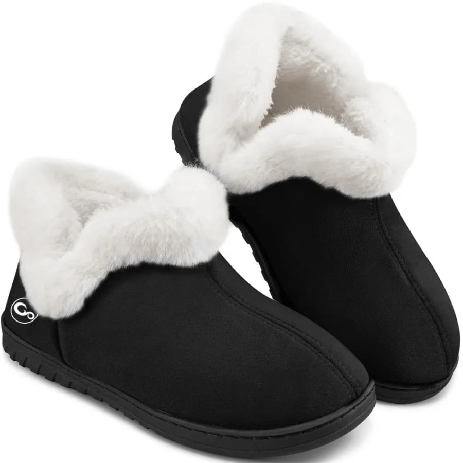 Womens Slippers Faux Fur Warm House Shoes Fuzzy Memory Foam Closed Back Slippers