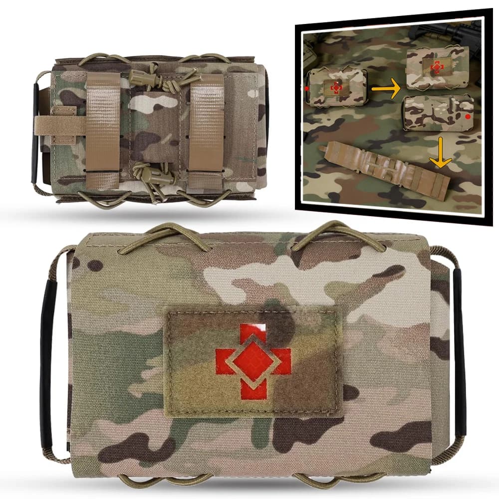 Kit di Pronto Soccorso Tattico Molle, Sistema a Due Pezzi, Borsa Medica Militare, Cintura di Primo Soccorso Rapido per Caccia