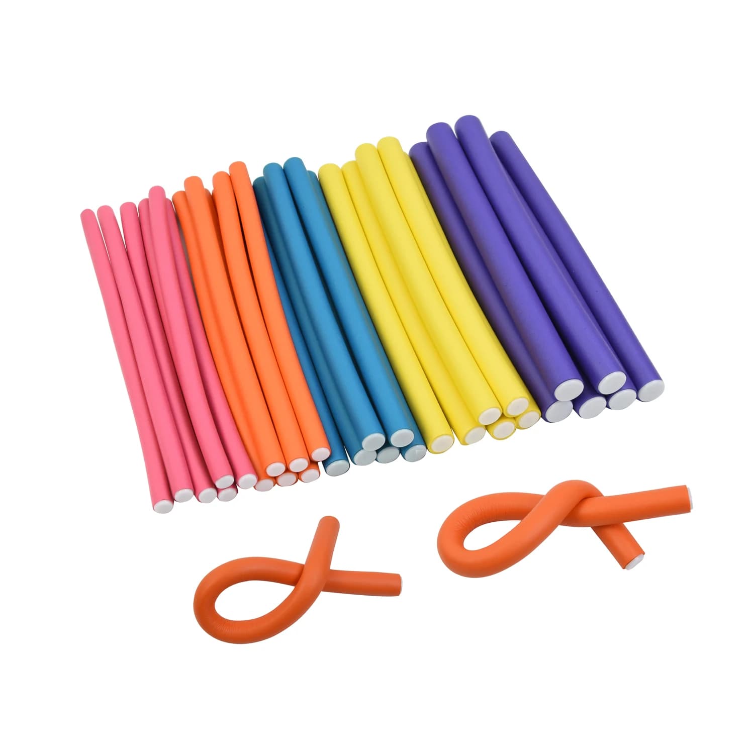 30 pieces (5 colors) Hair curling rods Gripping rods for 9.45 inch soft foaming rolls for flexible hair without heat for long medium hair