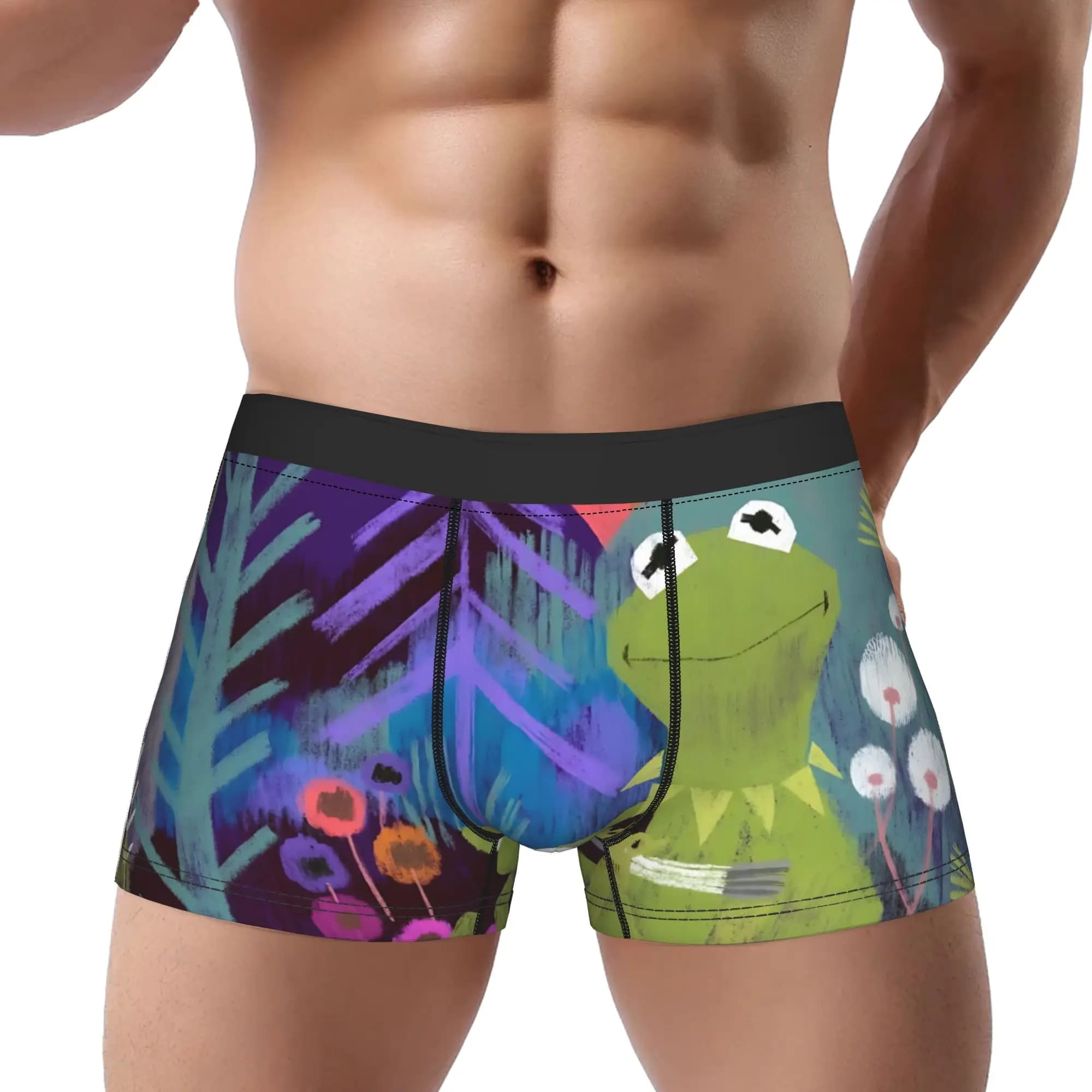 1 pezzo di mutande Muppet Show Kermit the Frog, mutandine da uomo, biancheria intima maschile, pantaloncini comodi