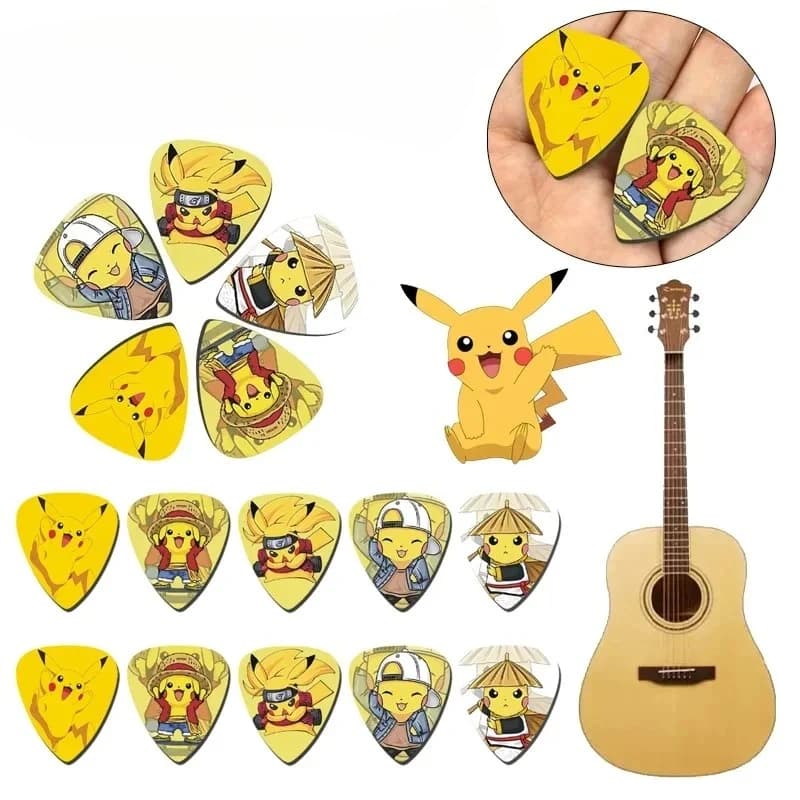 10 pezzi Cartoon Cute Pikachus Plettro per chitarra Chitarra acustica Basso Ukulele Forniture per strumenti Pick Accessori Regali per studenti