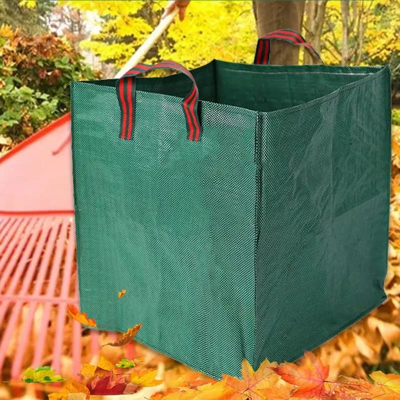 Heavy Duty Garden Trash Leaf Weed Bag,Yard Waste Bins, PP Woven Reusable Square Leaf Waste Compost Bucket for Lawn Pool