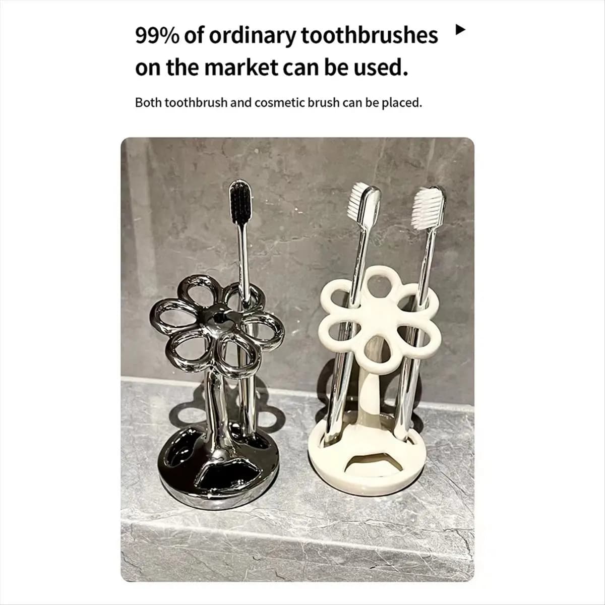 Flower Shape Storage Rack Storage Rack Bathroom Black ceramics Toothbrush Holder