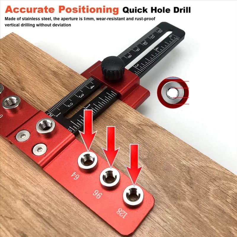 Localizzatore A53Q-Punch Strumento ausiliario per installazione maniglia porta armadio cassetto in lega di alluminio, localizzatore di fori per la lavorazione del legno