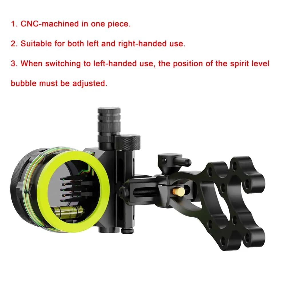 Mirino per Arco Compound a 5 Pin in Lega CNC con Lenti 4X 6X 8X, Regolabile per Mano Sinistra/Destra, per Tiro al Bersaglio, Caccia e Sport