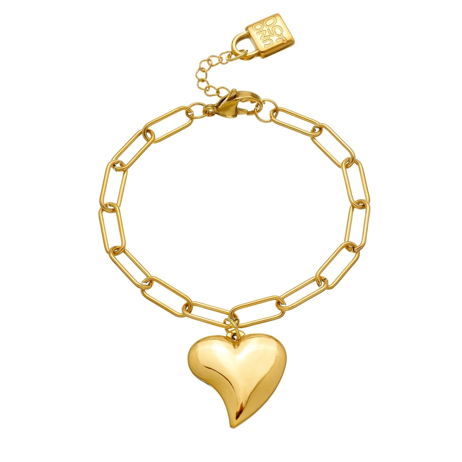 Set di Accessori Premium da Donna UNOde50 con Ciondolo a Cuore e Lucchetto, Catena a Graffetta con Finitura Lucida per Uso Quotidiano