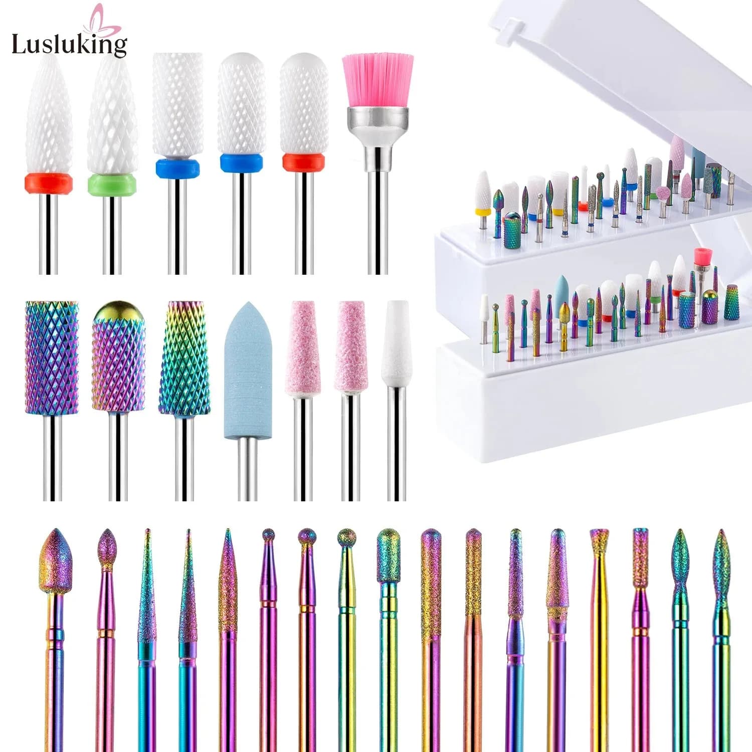30 pieces drill tips for nails ceramic cuticle diamond efile removal metal hard for home salon acrylic gel manicure pedicure tools