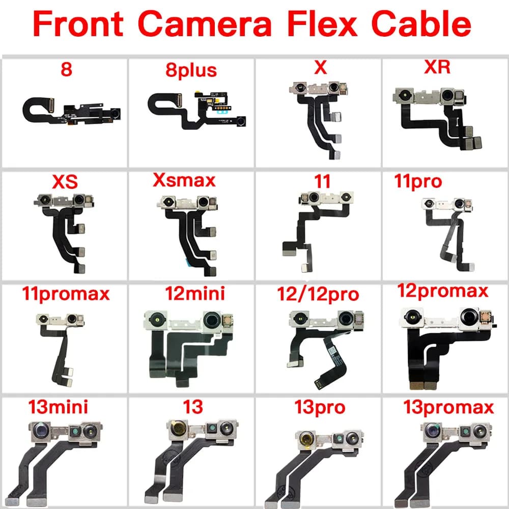 Fotocamera frontale per iPhone 8 8Plus X XR XS 11 12 Mini Pro Max Sostituzione cavo flessibile per fotocamera selfie NO Face ID
