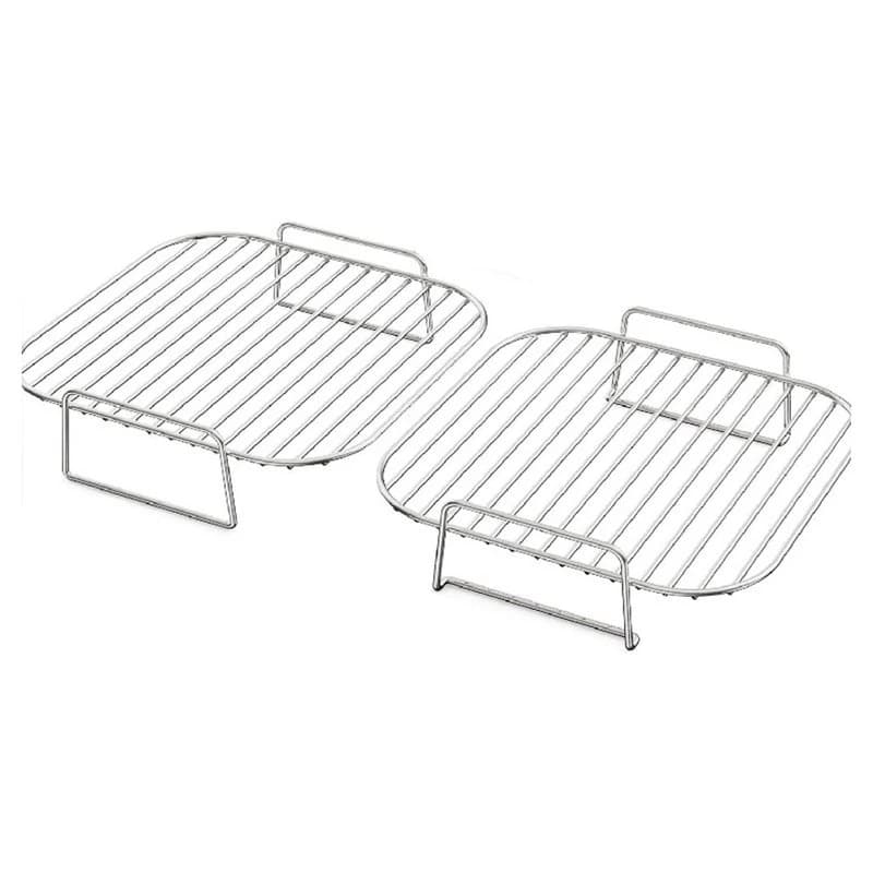 B14C Air Fryer Rack Square 8'' Accessories, 2Pcs Stainless Steel Grill Stackable Basket Compatible For Ninja/Cosori/Chefman