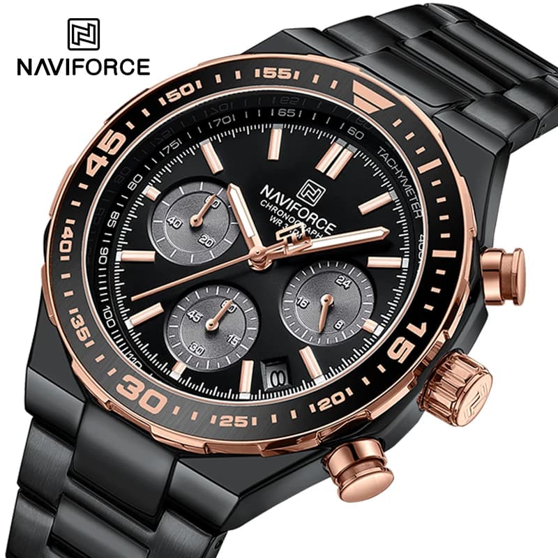 NAVIFORCE multifunzione moda selvaggia orologio da polso maschile impermeabile di lusso cinturino in acciaio inossidabile calendario al quarzo orologi da uomo NF8049