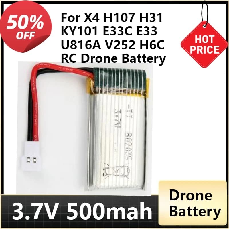 XH2.54 spina 3.7V 500mAh Lipo Batteria Per X4 H107 H31 KY101 E33C E33 U816A V252 H6C RC Drone Pezzi di Ricambio 3.7V 1S Batteria