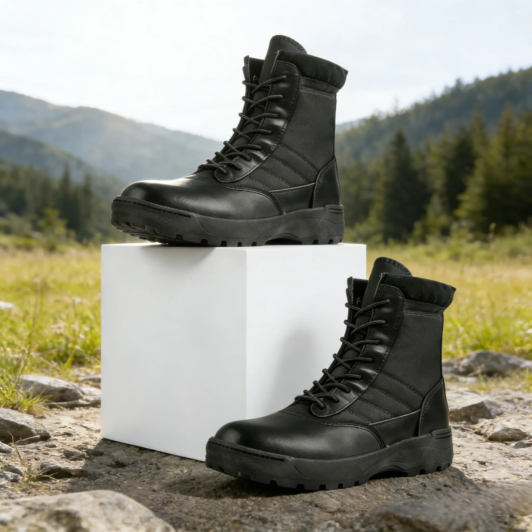 Stivali Tattici Neri da Uomo, Stivali da Combattimento per Forze Speciali, Scarpe da Escursionismo Outdoor, Scarpe da Lavoro di Sicurezza
