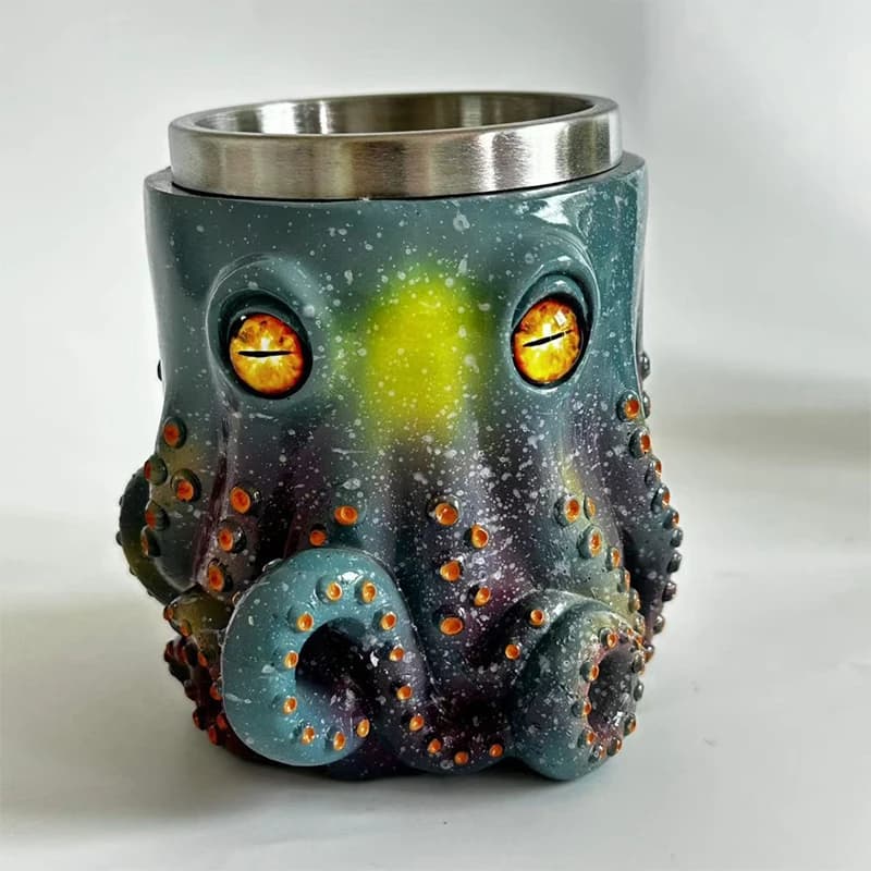 Boccale da Birra in Acciaio Inossidabile a Forma di Polpo Strano, Raro Animale Marino, Tazza Gotica per Whisky e Cocktail, Regalo di Natale per Feste a Casa e Bar
