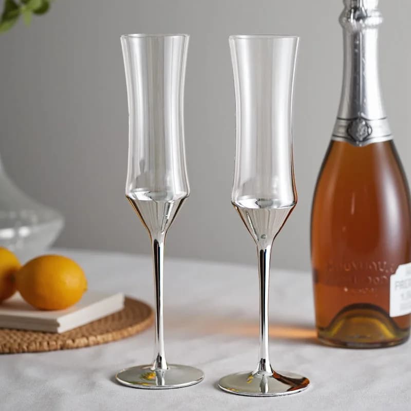 Bicchiere da champagne in vetro con piedi alti e bicchiere da cocktail in vetro scintillante elettrolitico ad alto valore estetico, bicchiere da vino rosso